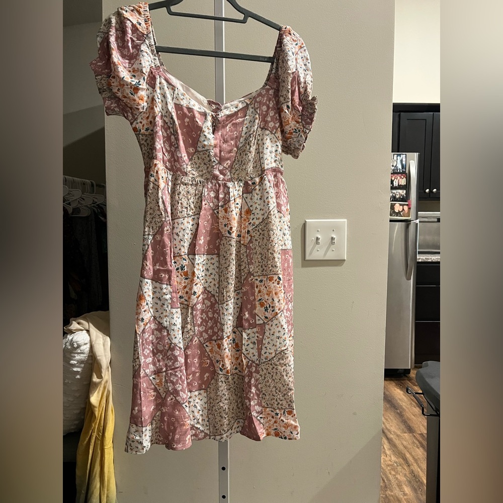 Hem & Thread Pink and Silver Puff Sleeve Sundress